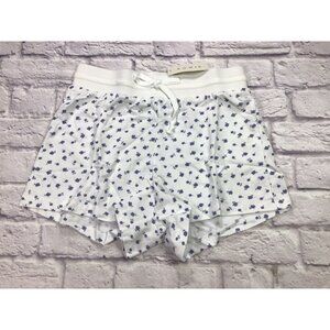 ROWA Womens Drawstring Floral Lounge Shorts White/Blue Size Medium